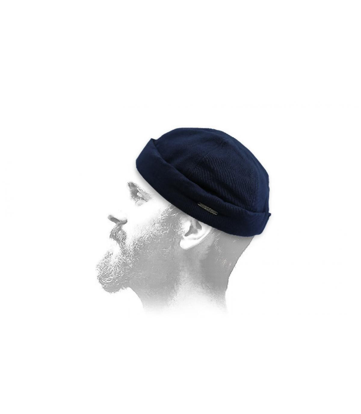 blue docker beanie Stetson Docker Canvas navy